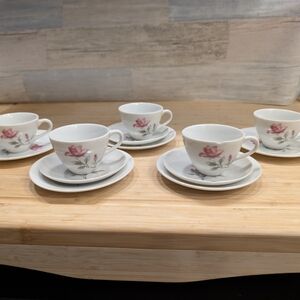 Floral Doll Tea Set with Pink Roses